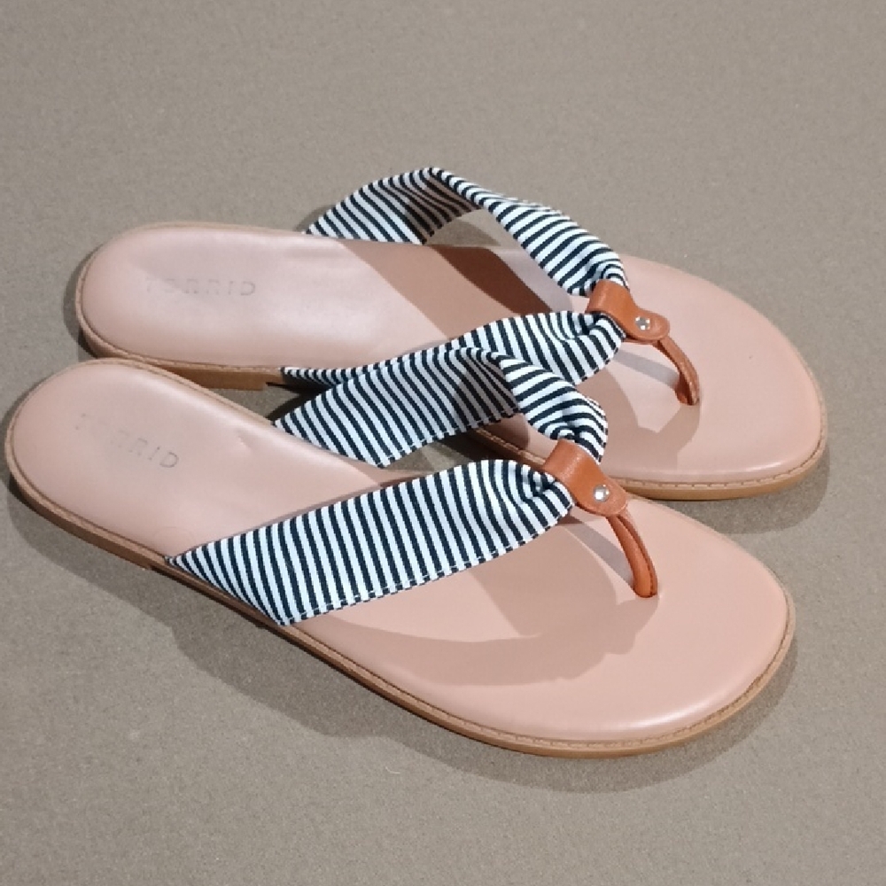 Torrid Black and White Striped Sandals